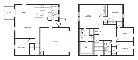Floor plan for 4 beds, 2 baths, 2279 sqft